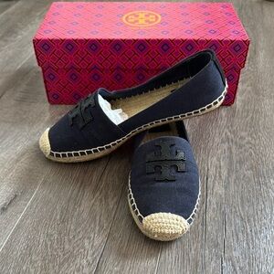Tory Burch Navy-Bright Weston Flat Espadrilles - Canvas/Calf Leather Style